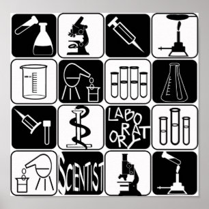 POSTER LABORATORY SCIENTIST SYMBOLS AND TOOLS
