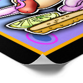 Poster, Leinwand - Pop Art Hot Dog mit Chips und e Poster (Ecke)