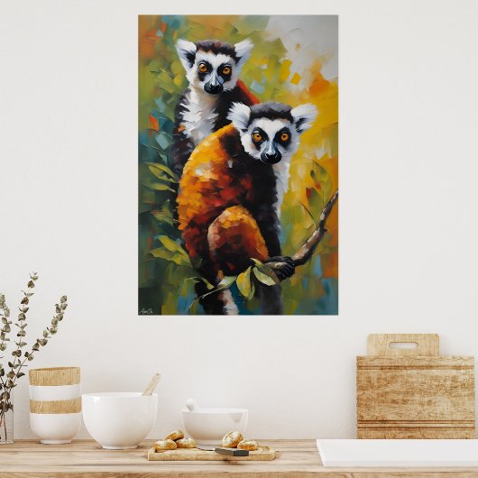 Poster | Lemur | Ölmalerei (Küche)