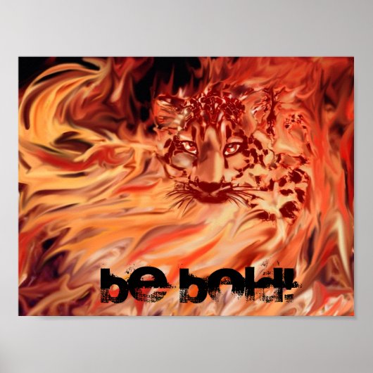 Poster, Leopard in Flammen Poster (Vorne)
