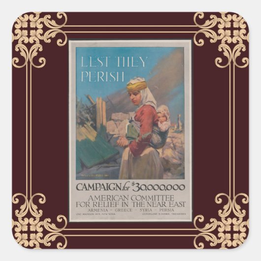 Poster Lest They Perish Quadratischer Aufkleber (Vorderseite)