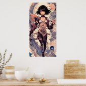 Póster Lienzo Vintag Art digitale Samurai Girl Poster (Küche)