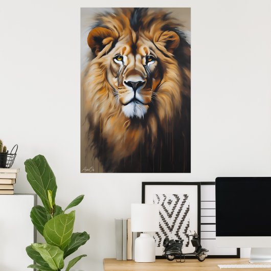 Poster | Lion | Ölkunst (Heimbüro)
