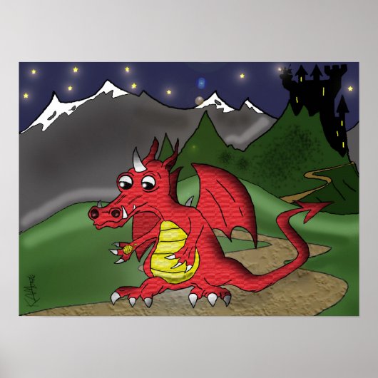 Poster "Little Red Dragon" - von Kev Moore (Vorne)