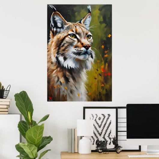 Poster | Lynx Cat | Ölmalerei (Heimbüro)