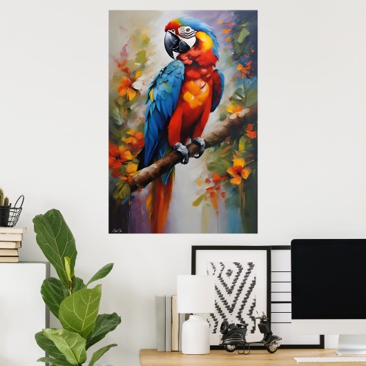 Poster | Macaw | Ölmalerei (Heimbüro)