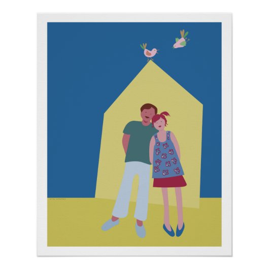 poster man vrouw vogeltjes (Vorderseite)