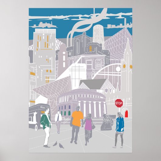 Poster Manchester Skyline Illustration Artwork (Vorne)
