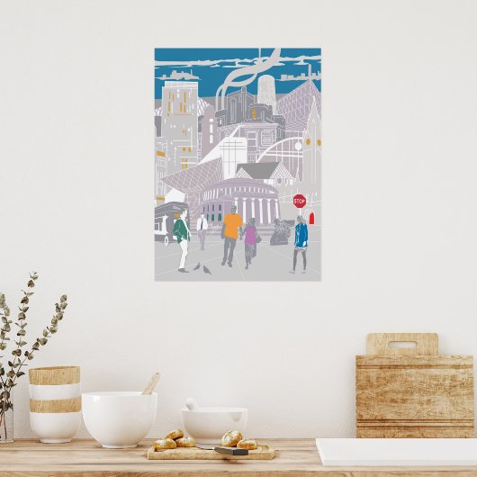 Poster Manchester Skyline Illustration Artwork (Küche)
