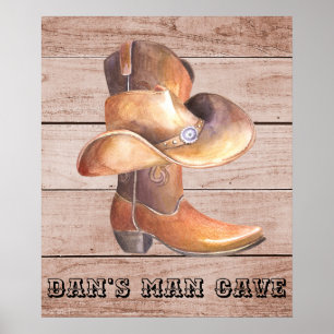 Poster Matte Cowboy Boot und Hat