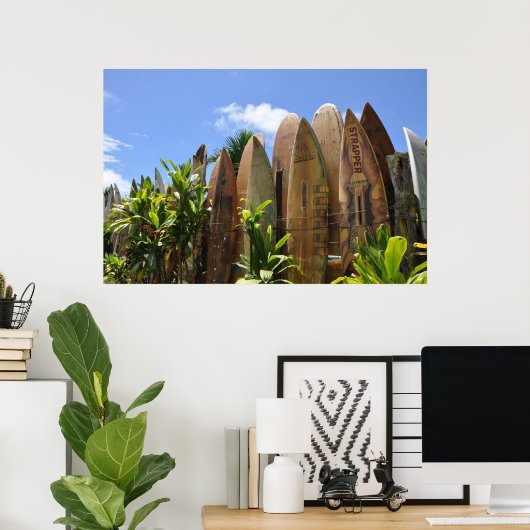 Poster Maui Surfboard Zaun (Heimbüro)