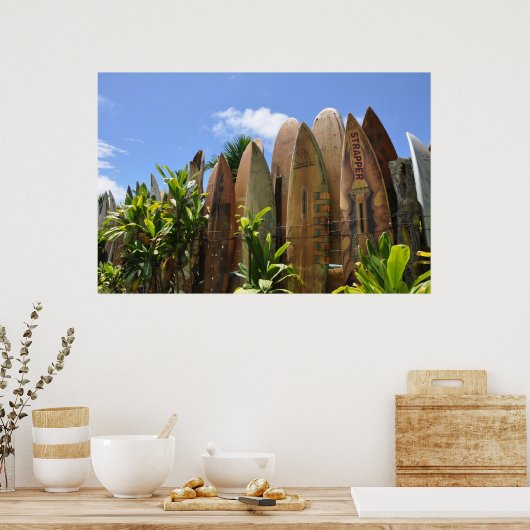 Poster Maui Surfboard Zaun (Küche)