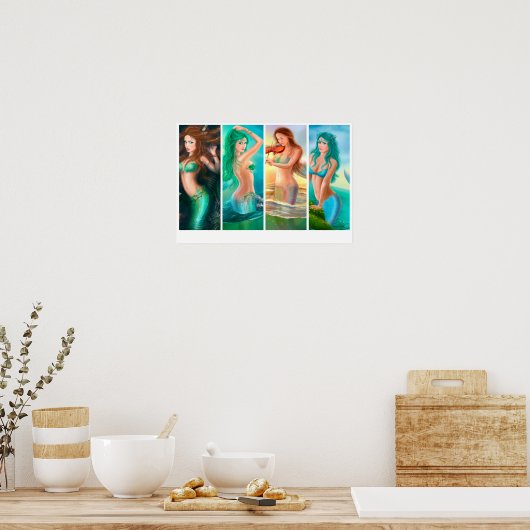 Poster mermaids Collage (Küche)