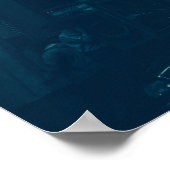 Poster - Metropolis City Skyline Blue Monochrome (Ecke)