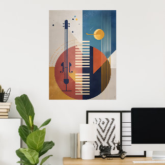 Poster mit abstrakten Jazz-Instrumenten im Stil de