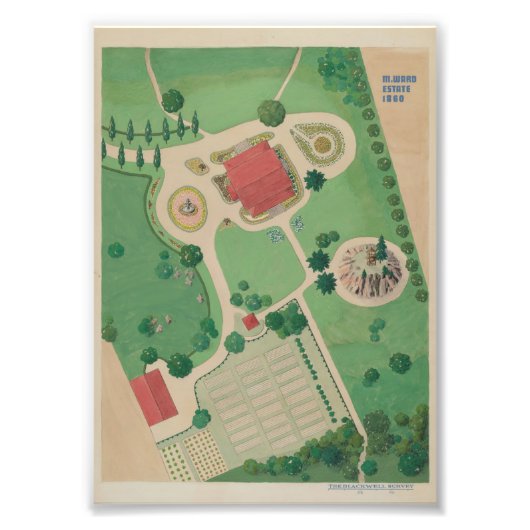 Poster mit altem Gartenplan (Vorne)