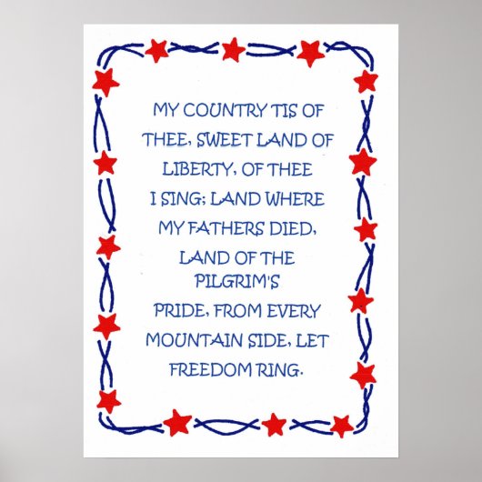 Poster mit America Song Design (Vorne)