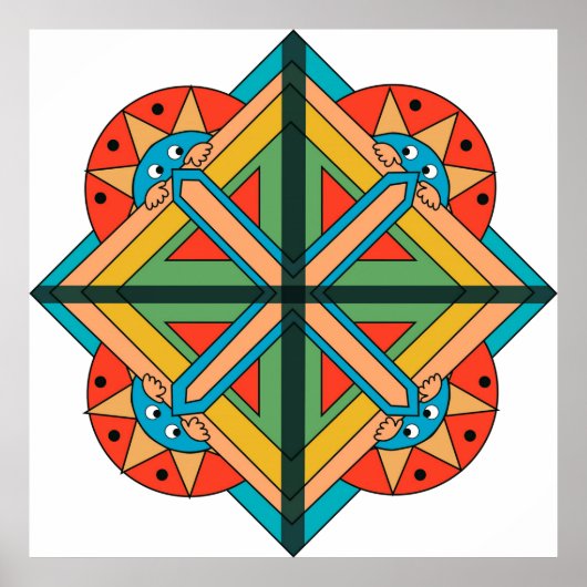 Poster mit Art-Deco-Thema und lustige Gesichter (Vorne)