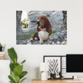 Poster mit Basset Hound Burg Ruin (Heimbüro)