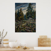 Poster mit Bergwaldlandschaft (Küche)