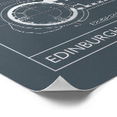 Poster mit Blaupause der dunklen Stadtarchitektur (Ecke)