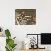Poster mit Boxszene von der Ringseite (Heimbüro)