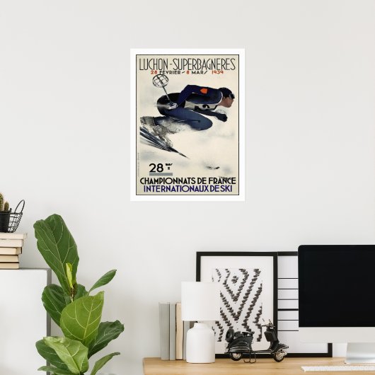 Poster mit Coolem Skiposter aus Frankreich (Heimbüro)