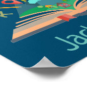 Poster mit dem Namen des Kindes mit Raketenschiff (Ecke)