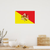 Poster mit der Flagge Siziliens, Italien (Küche)