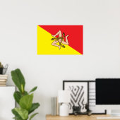 Poster mit der Flagge Siziliens, Italien (Heimbüro)