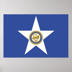 Poster mit der Flagge von Houston City, USA