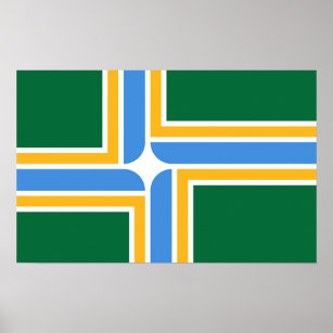 Poster mit der Flagge von Portland, Oregon, USA