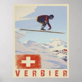 Poster mit der Schweiz Vintage Skidruckerei