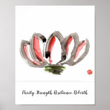 Poster mit einer stilisierten Lotusblüte
