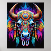 Poster mit einheimischem Bison-Schädel (Vorne)