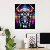 Poster mit einheimischem Bison-Schädel (Heimbüro)