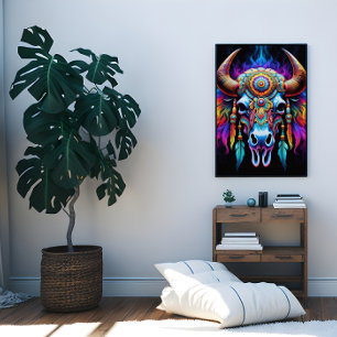 Poster mit einheimischem Bison-Schädel