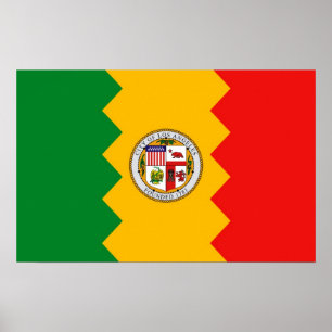 Poster mit Flag von Los Angeles, Kalifornien, USA.
