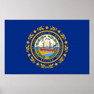 Poster mit Flag von New Hampshire, USA.