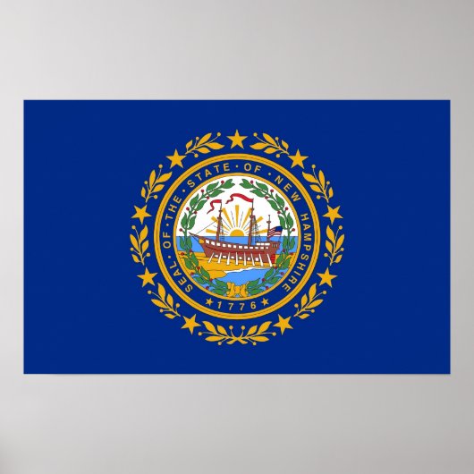 Poster mit Flag von New Hampshire, USA. (Vorne)