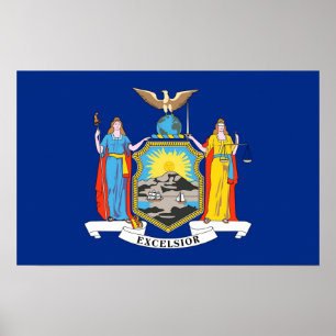 Poster mit Flag von New York, USA.