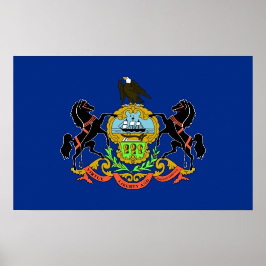 Poster mit Flag von Pennsylvania, USA. (Vorne)