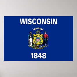 Poster mit Flag von Wisconsin, USA.