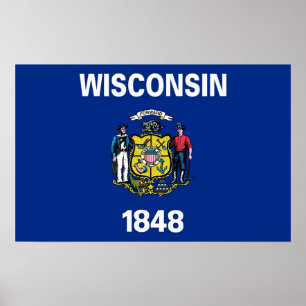 Poster mit Flag von Wisconsin, USA.