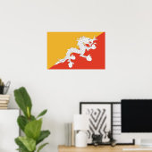 Poster mit Flagge Bhutans (Heimbüro)