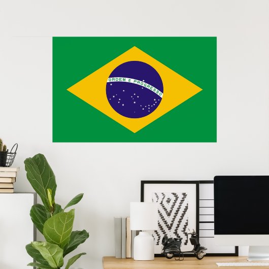 Poster mit Flagge Brasiliens (Heimbüro)