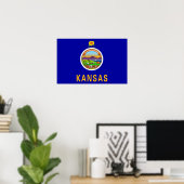 Poster mit Flagge von Kansas, USA. (Heimbüro)