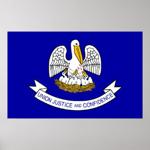 Poster mit Flagge von Louisiana, USA.