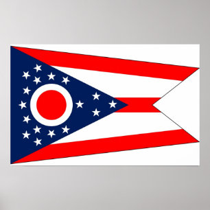 Poster mit Flagge von Ohio, USA.