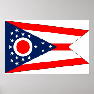 Poster mit Flagge von Ohio, USA.